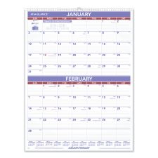 AT-A-GLANCE Two-Month Wall Calendar, 22 x 29, White/Blue/Red Sheets, 12-Month (Jan to Dec): 2026