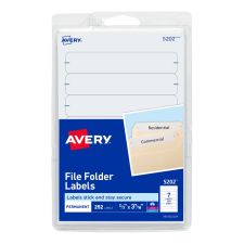 Avery File Folder Labels On 4" x 6" Sheet With Easy Peel, 5202, Rectangle, 2/3" x 3-7/16", White, Pack Of 252 Labels