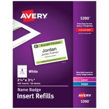 Avery Laser Name Badge Inserts, 2 1/4" x 3 1/2", 5390, Box Of 400