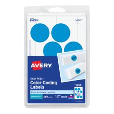 Avery Removable Color-Coding Labels, 5496, 1-1/4" Diameter, Light Blue, Pack Of 400