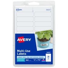 Avery Removable Labels, 5422, Rectangle, 1/2" x 1-3/4", White, Pack Of 840 Labels