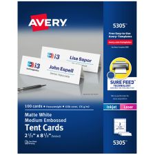 Avery Tent Cards, 2-1/2" x 8-1/2" , Embossed Border, 100ct (5305)