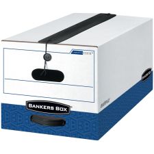Bankers Box Liberty Plus FastFold Heavy-Duty Storage Boxes, Legal Size, 24" x 15" x 10", White/Blue, Case Of 12 - 1211203