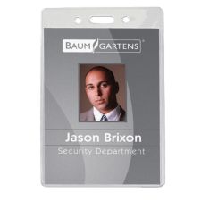 Baumgartens ID Badge Holder, 4" x 3 5/8", Clear, Pack Of 50