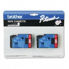 Brother TC-11 Red-On-Clear Tapes, 0.5" x 25', Pack Of 2