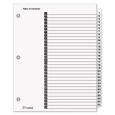 Cardinal OneStep Printable Table of Contents and Dividers, 31-Tab, 1 to 31, 11 x 8.5, White, White Tabs, 1 Set
