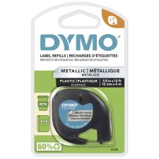 DYMO LT 91338 Black-On-Silver Tape, 0.5" x 13'