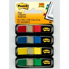 Post-it Flags .47 in. x 1.7 in., 4 Dispensers, 35 Flags/Dispenser, Assorted Colors, Back to School Supplies - 6834