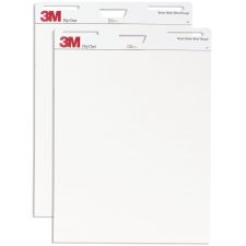 3M Bleed-Resistant Flip Charts, 25" x 30", White, 40 Sheets Per Pad, Pack Of 2 Pads