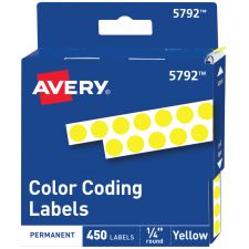 Avery Color-Coding Permanent Labels, Non-Printable, Round, 1/4" Diameter, Yellow, Pack Of 450 Dot Stickers