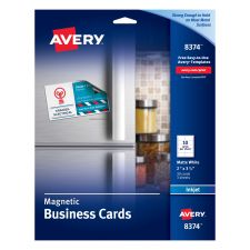Avery Magnetic Business Cards, Inkjet, 2 x 3.5, White, 10 Cards/Sheet, 3 Sheets/Pack