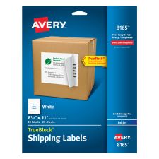 Avery Permanent Full-Sheet Labels, 8165, Inkjet, 8 1/2" x 11", White, Box Of 25