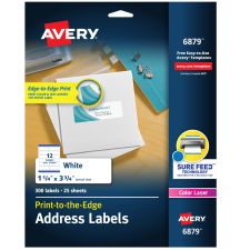 Avery Print to the Edge Shipping Label 1-1/4"x3-3/4" 300 Labels (6879)