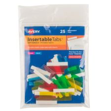 Avery Self-Adhesive Index Tabs With Printable Inserts, 1", Assorted, Pack Of 25