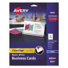 Avery True Print Print-to-the-Edge Premium Business Cards, Inkjet, 2 x 3.5, White, 8 Cards Sheet, 20 Sheets/Pack