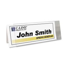 C-Line Inkjet/Laser Name Tent Holders, 11 1/5" x 4 3/10", Clear, Box Of 25