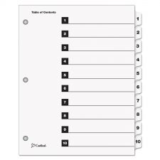 Cardinal OneStep Printable Table of Contents and Dividers, 10-Tab, 1 to 10, 11 x 8.5, White, White Tabs, 1 Set