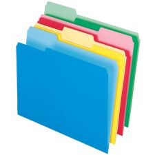 Pendaflex 2-Tone Color CutLess WaterShed Folders, 1/3 Cut, Letter Size, Assorted Colors, Pack Of 100