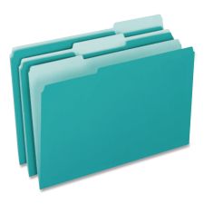 Pendaflex Interior File Folders, 1/3-Cut Tabs: Assorted, Letter Size, Aqua, 100/Box