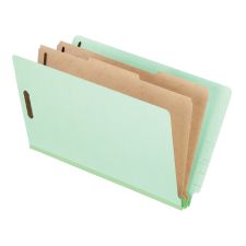 Pendaflex Pressboard Classification Folders With Dividers, 8 1/2" x 14", 2 Divider, 2 Partition, Light Green, Pack Of 10
