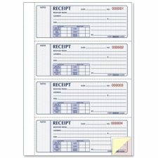 Rediform Hardbound Money Receipt Book, 3-Part, Carbonless, 2-3/4" x 7", Book Of 200 Sheets