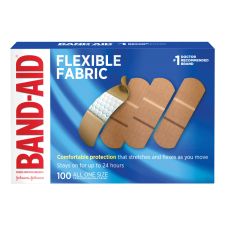 Band-Aid Brand Flexible Fabric Adhesive Bandages, All One Size, 1" x 3", Box of 100