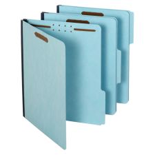 Globe Weis Pendaflex Pressboard Folders With Fasteners, 1/3 Cut, Letter Size, 30% Recycled, Blue, Pack Of 25