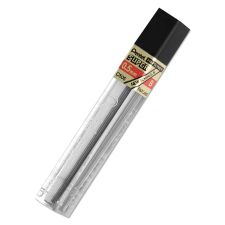 Pentel Super Hi-Polymer Lead Refills, 0.5 mm, B, Black, 12/Tube