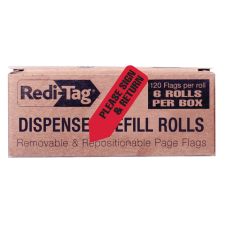 Redi-Tag Dispenser Refills, "Please Sign & Return," 1 3/4" x 9/16", Red, 120 Flags Per Pad, Box Of 6 Pads