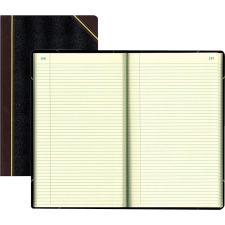 Rediform Texhide Cover Record Books With Margin, 8 3/4" x 14 1/4", 500 Sheets, 100% Recycled, Black