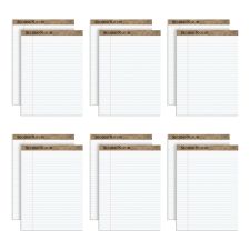 TOPS Second Nature 100% Recycled Writing Pads, 8 1/2" x 11 3/4", Legal Ruled, 50 Sheets, White, Pack Of 12 Pads