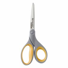 Westcott Titanium Bonded Scissors, 8" Long, 3.5" Cut Length, Straight Gray/Yellow Handle