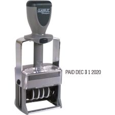 Xstamper Self-Inking 12 Phrase Dater - Message/Date Stamp - "REC'D, ANS'D, ENT'D, PAID, SHIPPED, CHARGED, CANCELLED, C.O.D., FILLED, FILED" - 40140