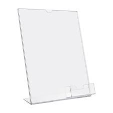 Deflecto Superior Image Slanted Sign Holder With Business Card Holder, 11 1/4"H x 9"W x 4 1/2"D, Clear