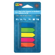 Redi-Tag See Note Arrow Page Flags On Clip-On Holder, 1 3/4" x 15/32", Assorted Neon Colors, Pack Of 125