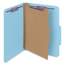 Smead Classification Folders, Pressboard With SafeSHIELD Fasteners, 1 Divider, 2" Expansion, Letter Size, 50% Recycled, Blue, Box Of 10