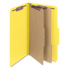 Smead Classification Folders, Pressboard With SafeSHIELD Fasteners, 2 Dividers, 2" Expansion, Legal Size, 50% Recycled, Yellow, Box Of 10