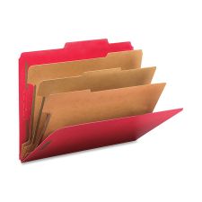 Smead Classification Folders, Top-Tab With SafeSHIELD Coated Fasteners, 3 Dividers, 3" Expansion, Letter Size, Bright Red, Box Of 10 - 14095