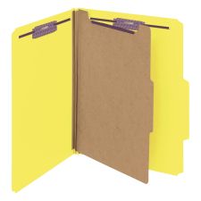 Smead Classification Folders, With SafeSHIELD Coated Fasteners, 1 Divider, 2" Expansion, Letter Size, Yellow, Box Of 10