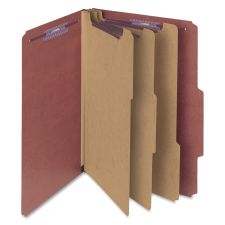 Smead Classification Folders, With SafeSHIELD Coated Fasteners, 3 Dividers, 3" Expansion, Legal Size, 100% Recycled, Red, Box Of 10