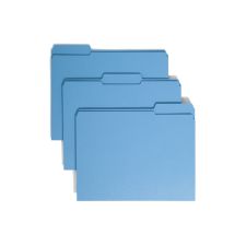 Smead Color File Folders, With Reinforced Tabs, Letter Size, 1/3 Cut, Blue, Box Of 100