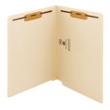 Smead End-Tab File Folders With Antimicrobial Product Protection, Reinforced Tab, 2 Fasteners, Straight Cut, 9 1/2" x 12 1/4", Pack Of 50
