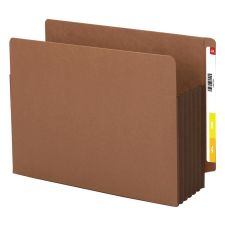 Smead Extra-Wide Redrope End-Tab File Pocket With Dark Brown Tear Resistant Gusset, Extra Wide Letter Size, 5 1/4" Expansion, 30% Recycled, Box Of 10