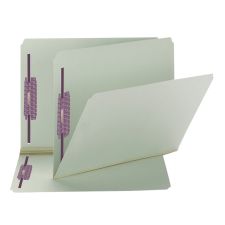 Smead Pressboard Fastener Folders With SafeSHIELD Coated Fasteners, 2" Expansion, Letter Size, Gray/Green, Box Of 25