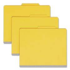 Smead Top Tab Classification Folders, Six SafeSHIELD Fasteners, 2" Expansion, 2 Dividers, Letter Size, Yellow Exterior, 10/Box