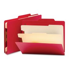Smead Top-Tab Color Classification Folders, Letter Size, 2" Expansion, 2 Dividers, Red, Box Of 10