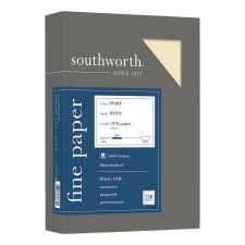Southworth 100% Cotton Business Paper, 32 lb Bond Weight, 8.5 x 11, Ivory, 250/Pack