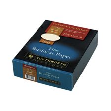 Southworth 25% Cotton Business Paper, Letter Size (8 1/2" x 11"), 24 Lb, Wove, Ivory, Case Of 500 Sheets