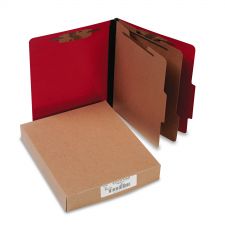 ACCO ColorLife PRESSTEX Classification Folders, 3" Expansion, 2 Dividers, 6 Fasteners, Letter Size, Executive Red Exterior, 10/Box