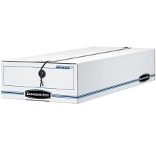 Bankers Box Liberty Corrugated Storage Boxes, 6 3/8" x 9" x 24", White/Blue, Case Of 12